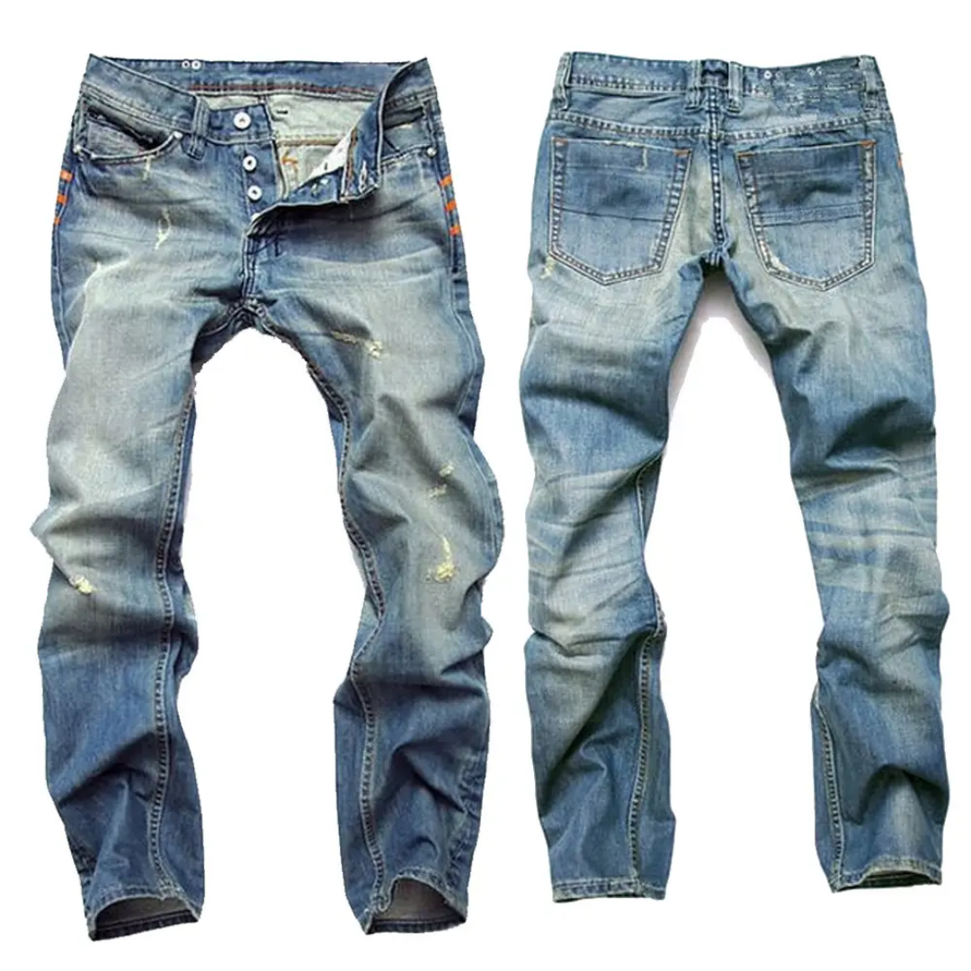 Jeans Uomo Effetto Vintage Destroyed - Lavaggio Chiaro