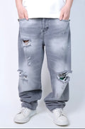 Jeans Baggy Destroyed Grigio Washed Oversize