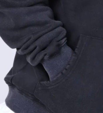 Hoodie Oversize Effetto Vissuto - Dettagli Rovinati e Tasca Marsupio