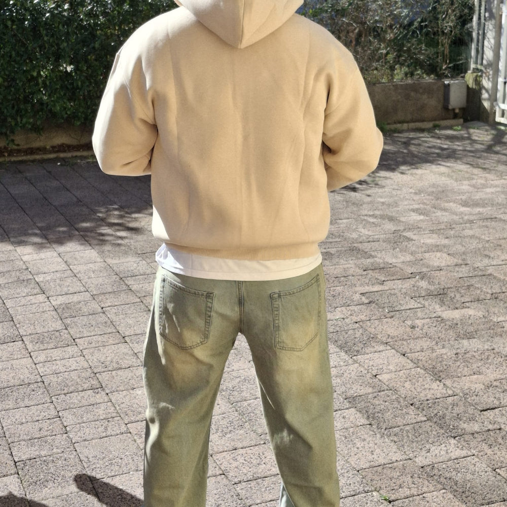 Felpa con Zip Oversize - Cappuccio e Tasche a Marsupio Stile Streetwear