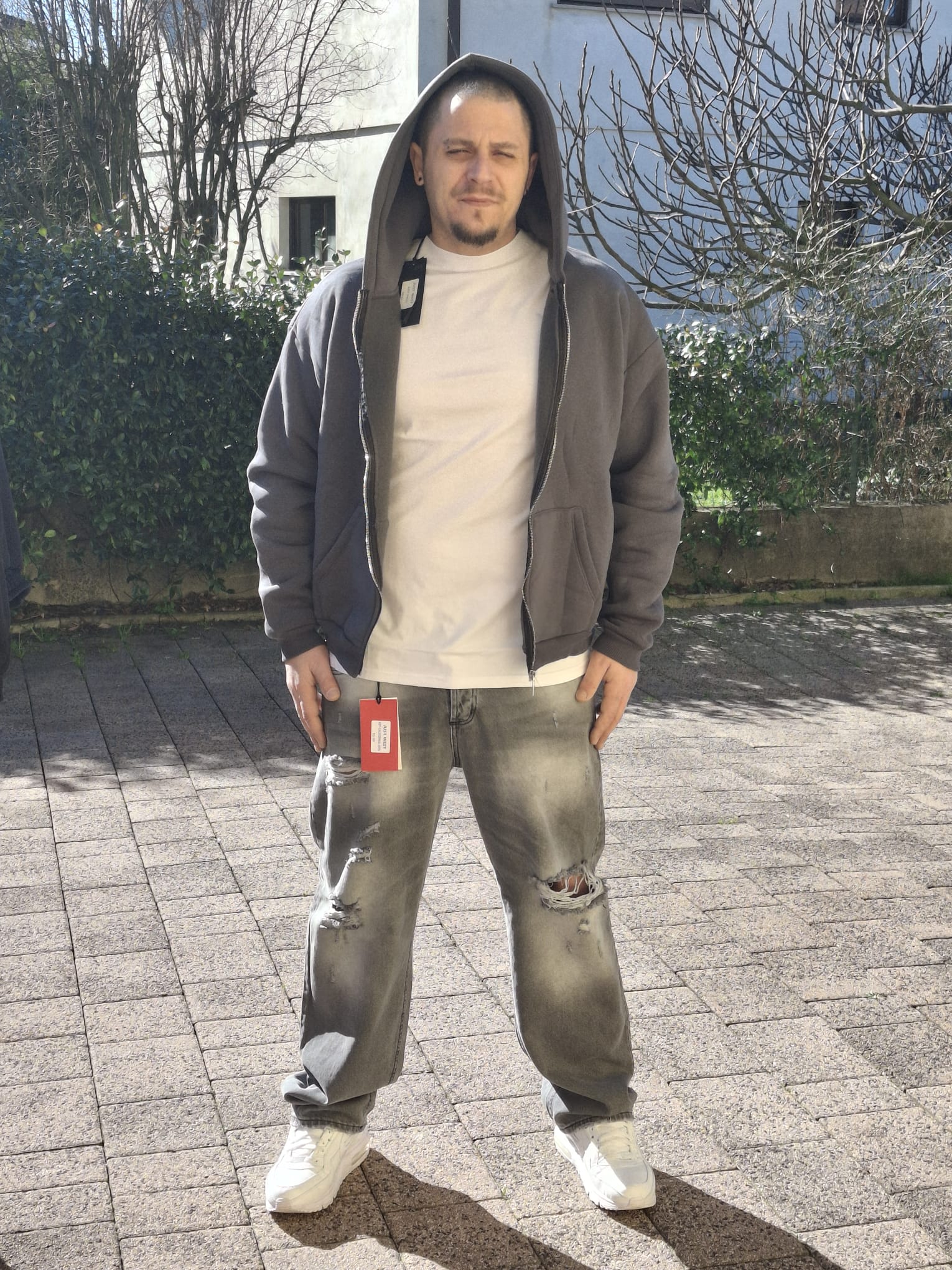Jeans Baggy Destroyed Grigio Washed Oversize