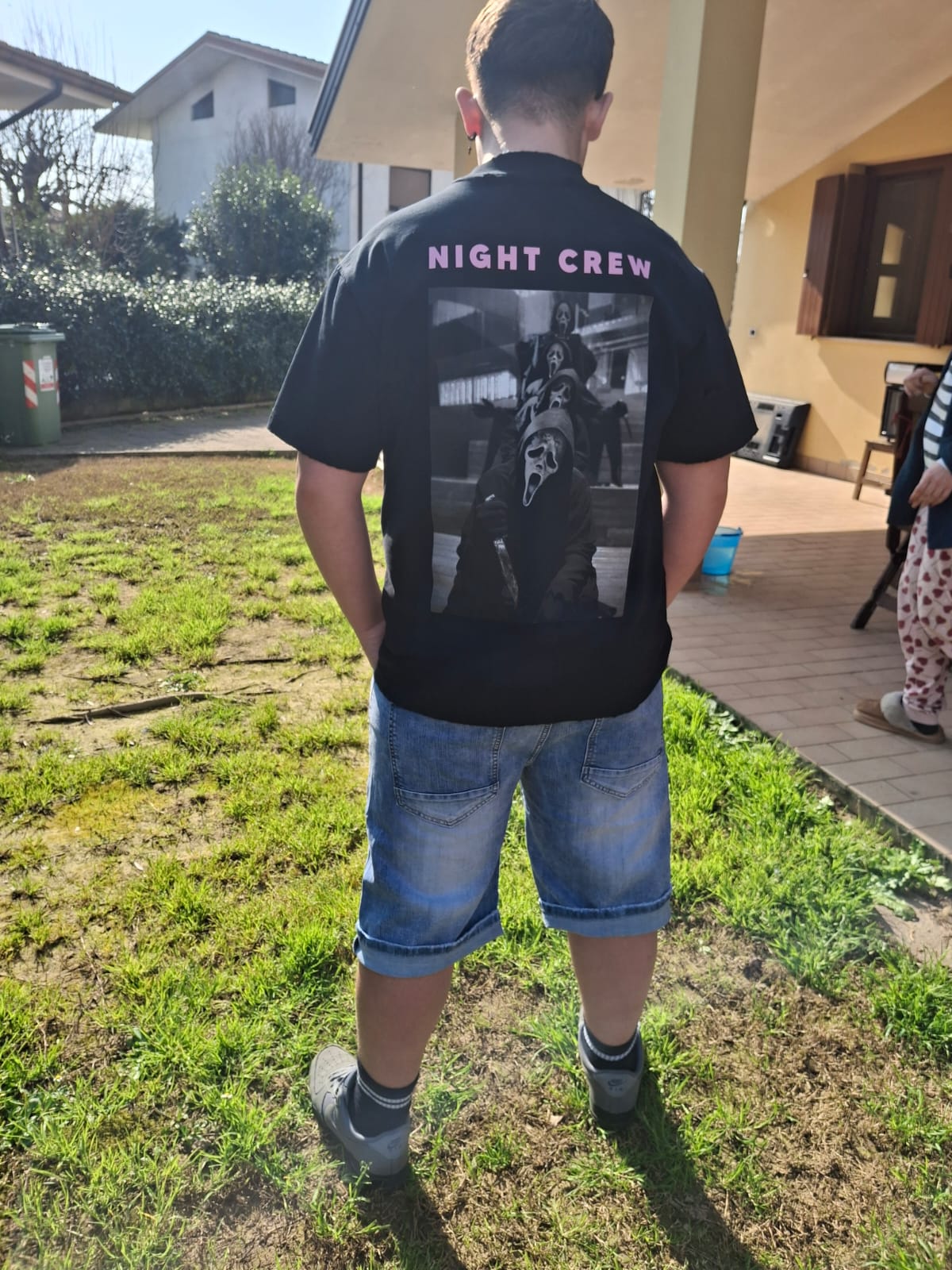 T-Shirt Night Crew Oversize - Bianca & Nera