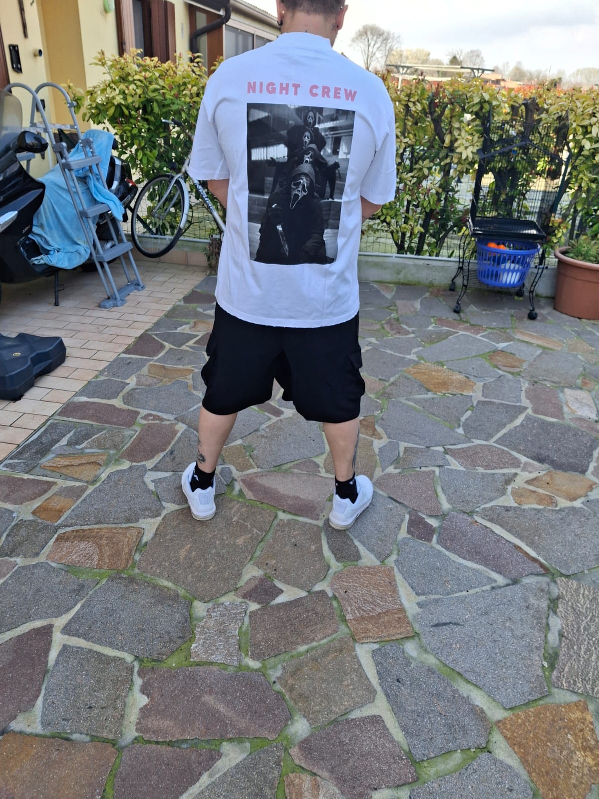 T-Shirt Night Crew Oversize - Bianca & Nera