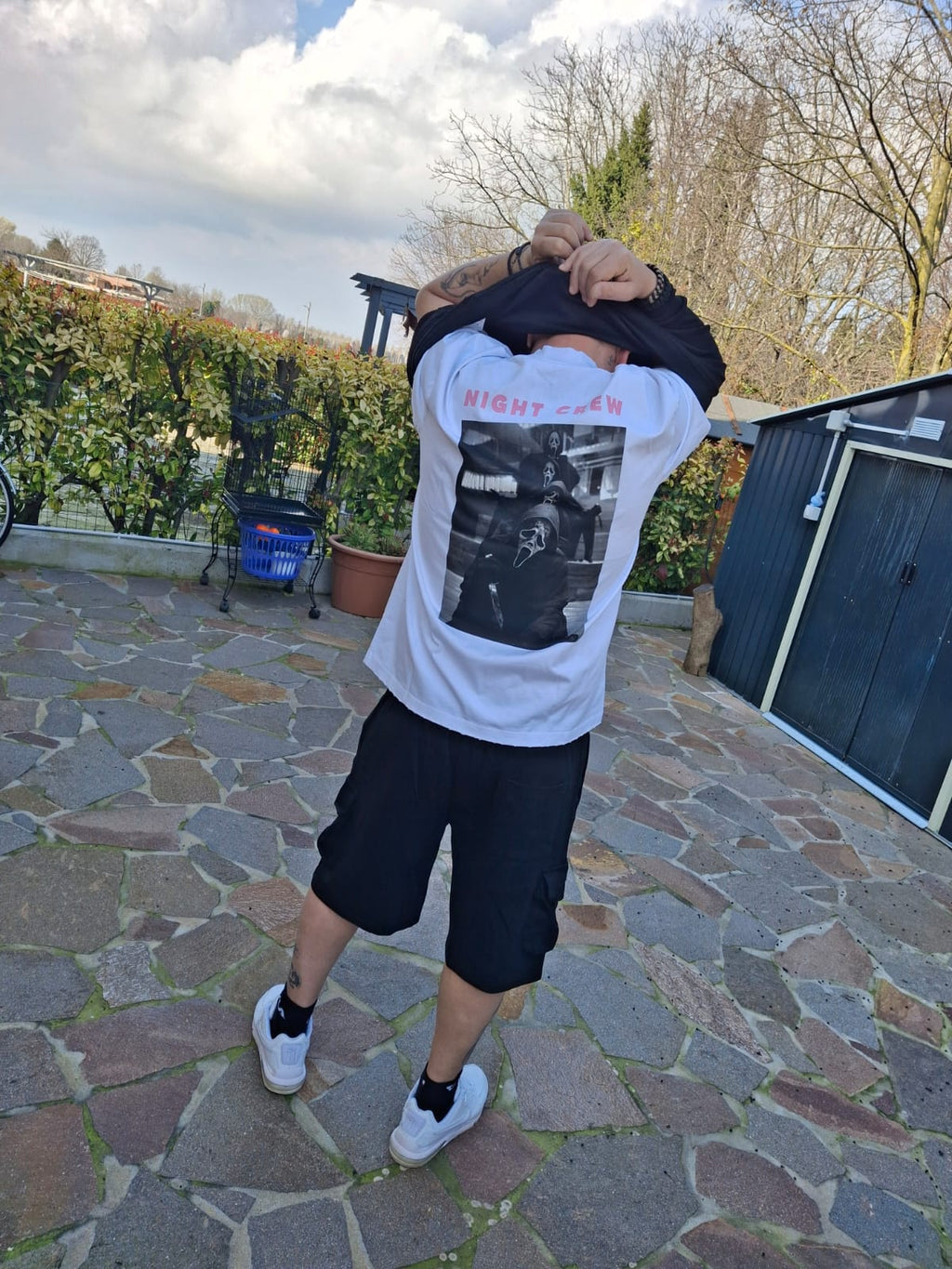 T-Shirt Night Crew Oversize - Bianca & Nera