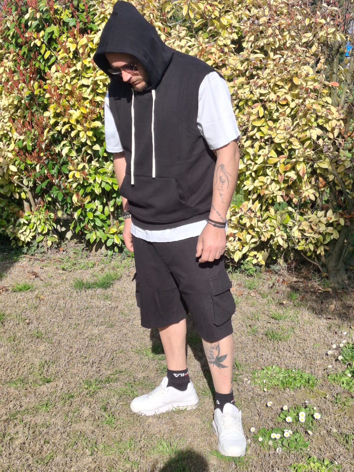 Completo Cargo Hood Sleeveless - Nero