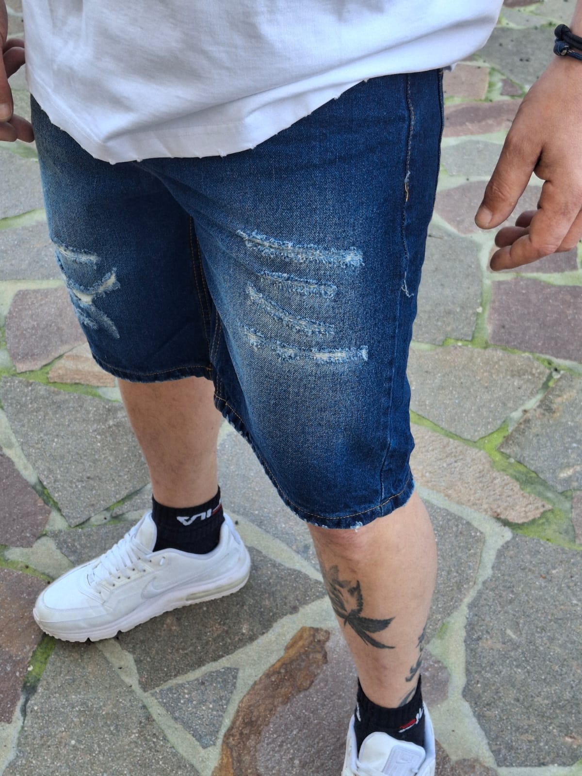 Bermuda Jeans Destroyed - Blu Scuro