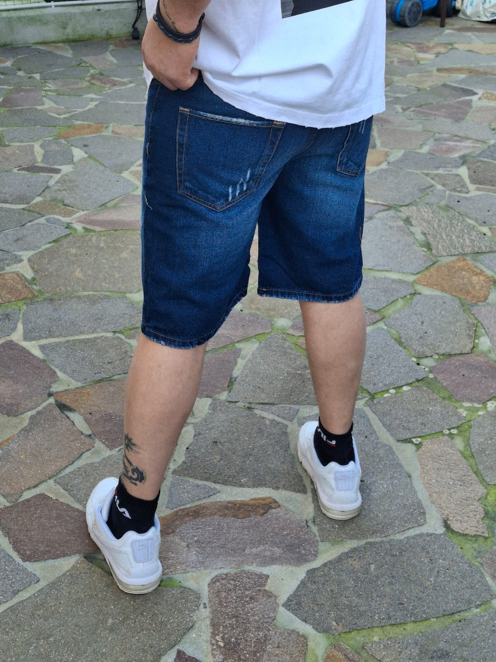 Bermuda Jeans Destroyed - Blu Scuro