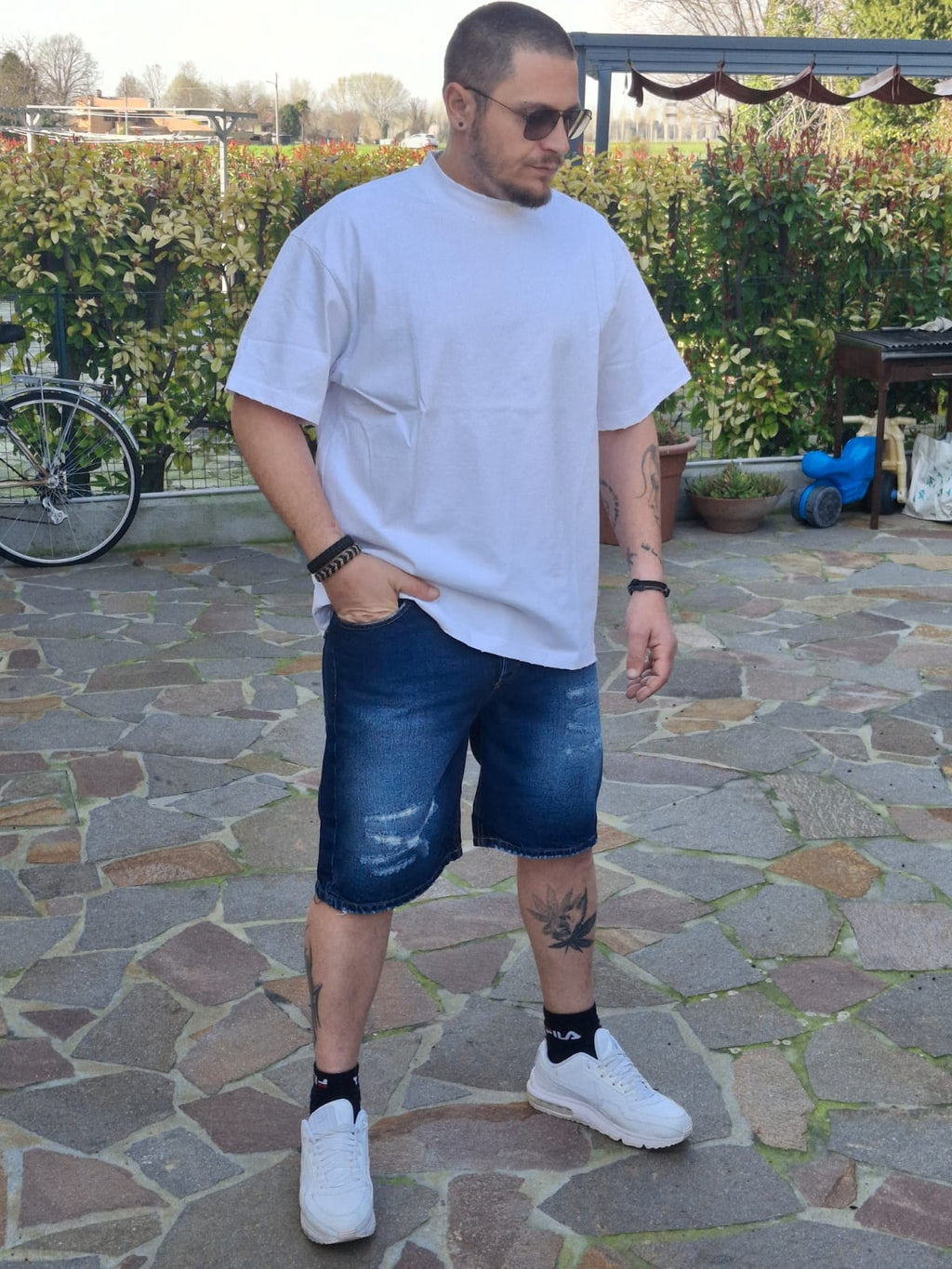 Bermuda Jeans Destroyed - Blu Scuro