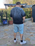 Bundle Look Completo - T-Shirt Gradient Splash + Bermuda Jeans Destroyed Azzurro