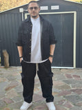 🎁 BUNDLE | Set Completo Cargo Black Tactical + T-Shirt Oversize Basic Essential in Omaggio