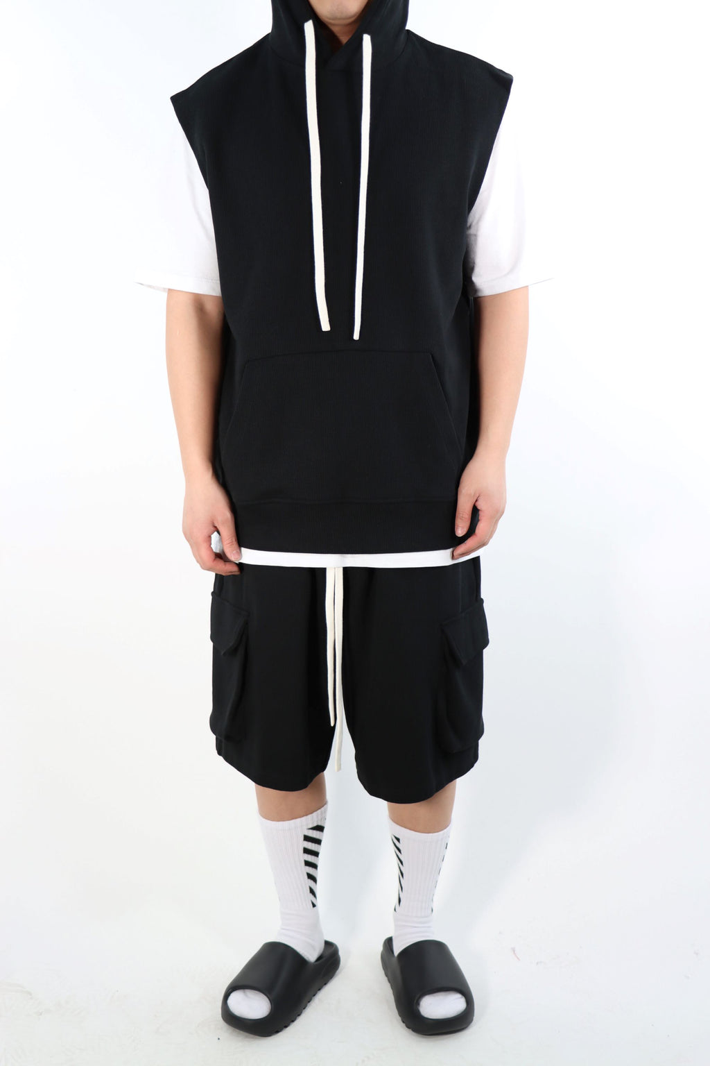 Completo Cargo Hood Sleeveless - Nero