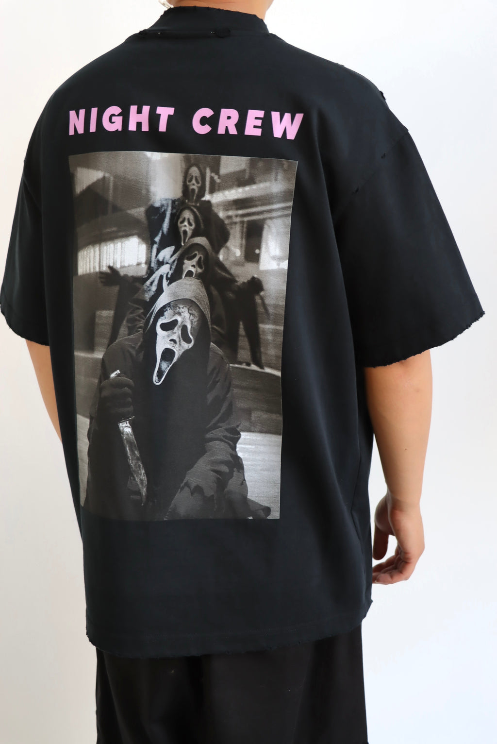 T-Shirt Night Crew Oversize - Bianca & Nera
