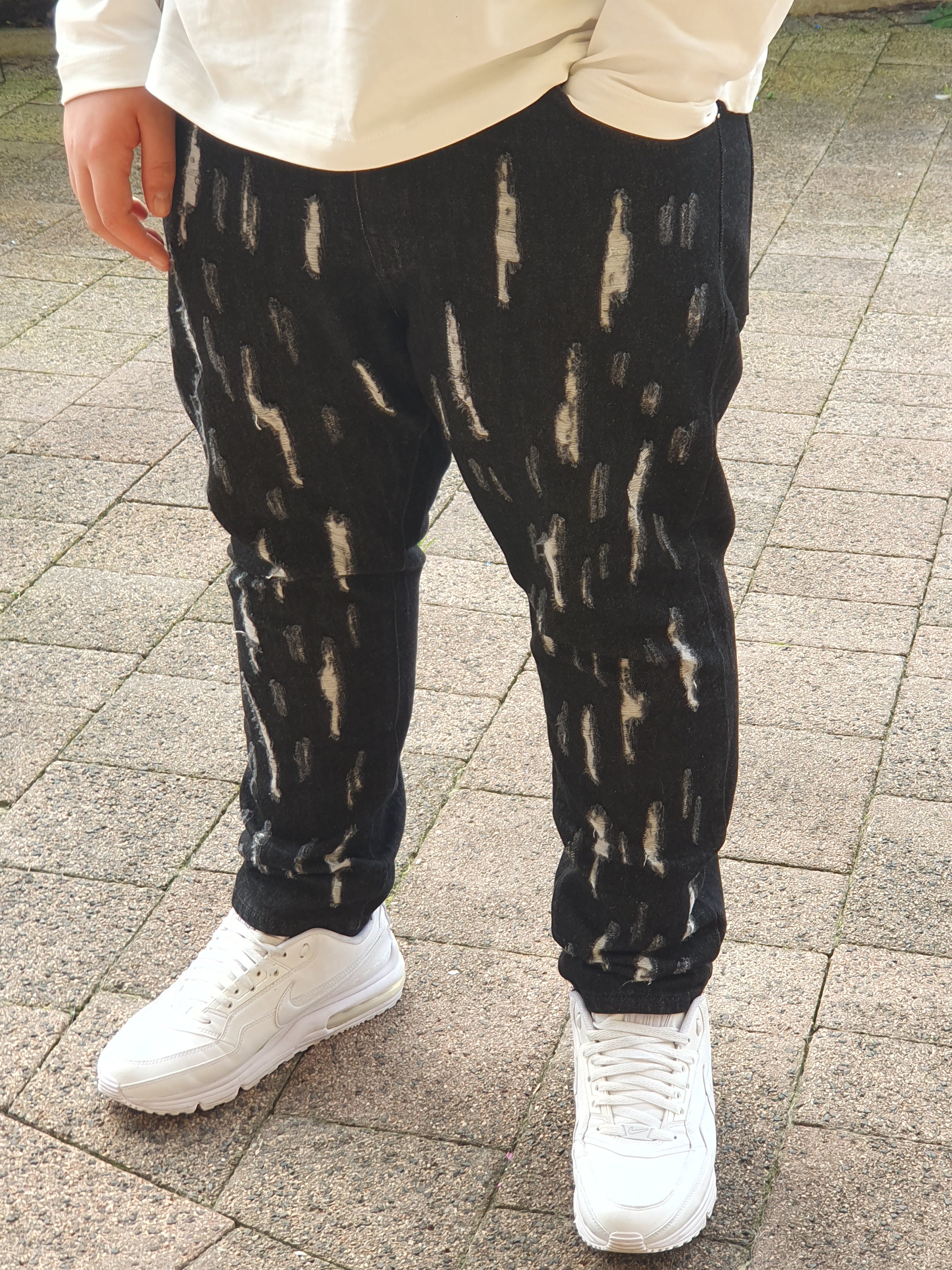 Jeans Destroyed Black Streetwear