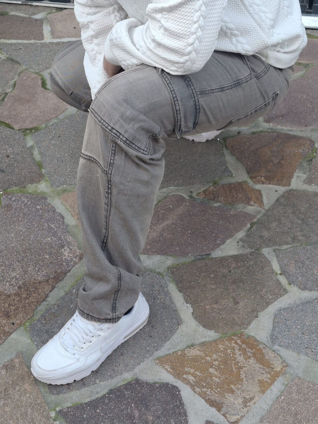 Pantaloni Cargo Grey Washed Streetwear
