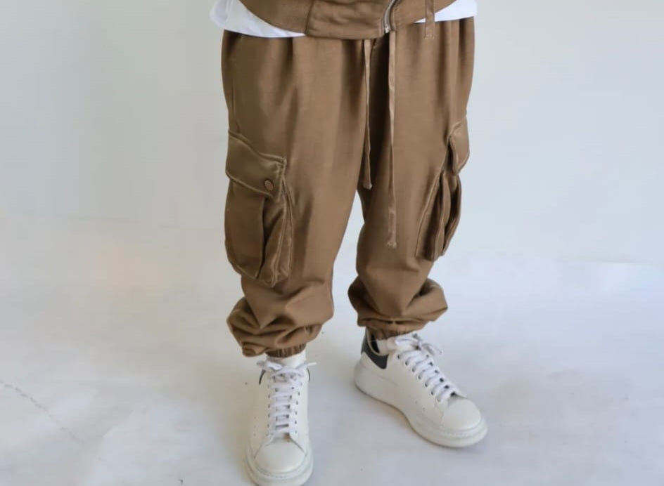 Completo Tuta Streetwear Oversize - Felpa con Zip e Pantaloni Cargo